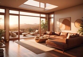 Fototapeta premium Photo modern style conceptual interior room 3d illustration