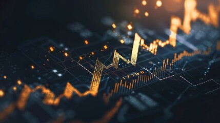 Illustrate a financial chart with a gold upward arrow, representing bullish market trends and investment optimism.