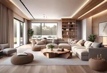 Fototapeta premium Photo modern style conceptual interior room 3d illustration