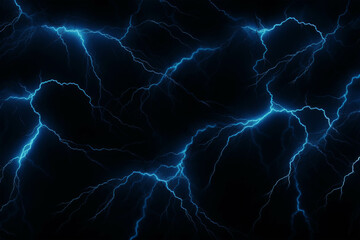 Fototapeta premium A dramatic blue lightning bolt illuminates the dark night sky during a powerful thunderstorm