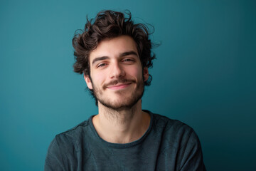 Obraz premium A close up portrait of a young man with a subtle smile