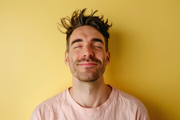 Fototapeta premium A close up portrait of a young man with a subtle smile