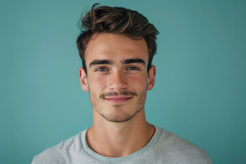 Obraz premium A close up portrait of a young man with a subtle smile