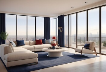 Fototapeta premium Photo modern style conceptual interior room 3d illustration