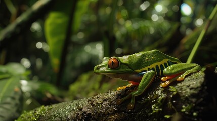 Fototapeta premium Red Eyed Treefrog Agalychnis callidryas seen in its natural habitat