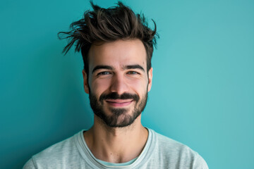Fototapeta premium A close up portrait of a young man with a subtle smile