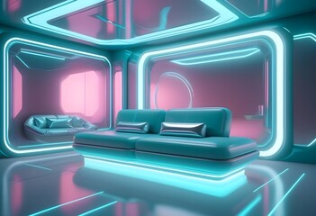 Obraz premium Photo modern style conceptual interior room 3d illustration