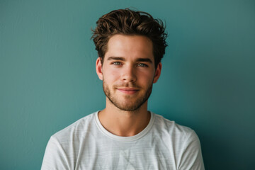 Obraz premium A close up portrait of a young man with a subtle smile