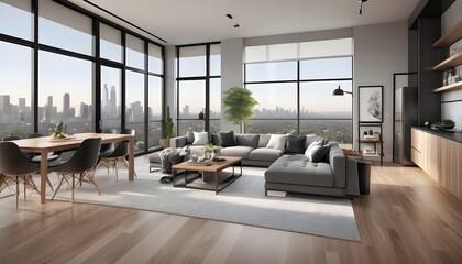 Fototapeta premium Photo modern style conceptual interior room 3d illustration