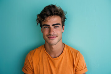 Fototapeta premium A close up portrait of a young man with a subtle smile