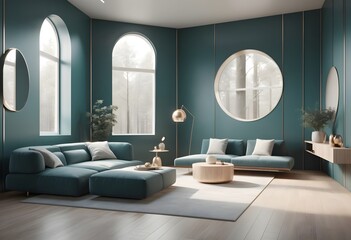 Photo modern style conceptual interior room 3d illustration