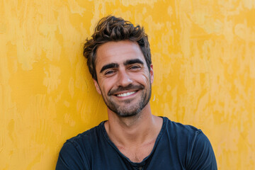 Obraz premium A close up portrait of a young man with a subtle smile