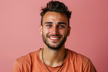 Fototapeta premium A close up portrait of a young man with a subtle smile