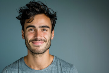 Fototapeta premium A close up portrait of a young man with a subtle smile