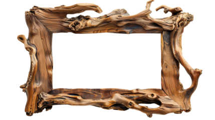 A wooden frame isolated on white transparent background, PNG File. Perfect for clipart