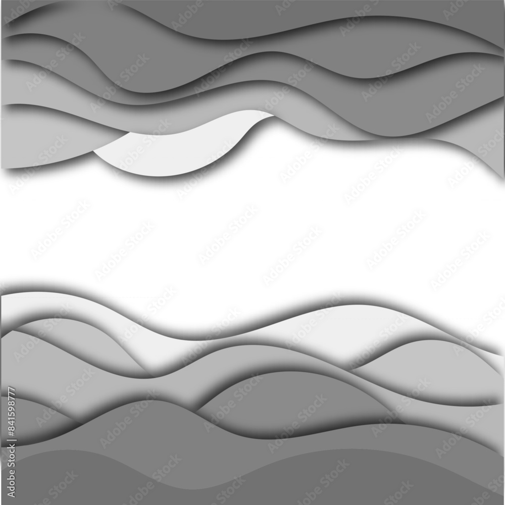 Poster 3d abstract background with gray paper cut shapes. vector layout design for business presentations, 