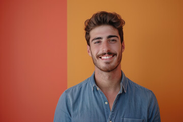Fototapeta premium A close up portrait of a young man with a subtle smile