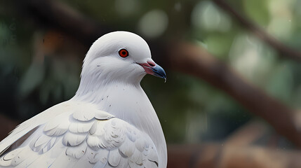 Watercolor Painting of a White Pigeon