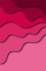 Paper cut background with waves and hole. Pink 3d abstract backdrop, smooth wavy layers. Women s Breast Cancer Concept. Horizontal poster template in pastel rose color.