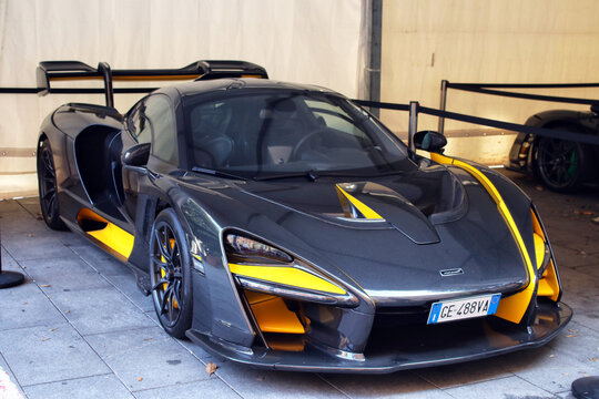 Modena, Italy, may 4 2024, McLaren Senna super car, Motor Valley Fest public exhibition, editorial usage