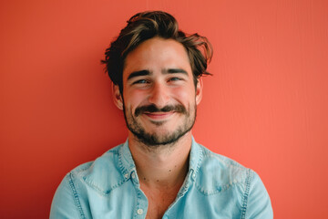 Obraz premium A close up portrait of a young man with a subtle smile