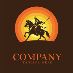 Logo Samurai Riding horse, Vector graphics	
