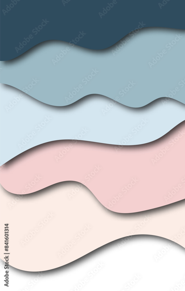 Sticker cut paper background. abstract realistic paper decoration for design with cardboard texture of wavy 