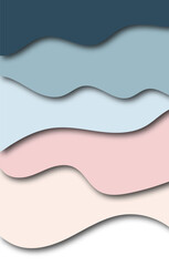 Cut paper background. Abstract realistic paper decoration for design with cardboard texture of wavy pink layers. 3d Relief. The art of carving. Vector illustration. 