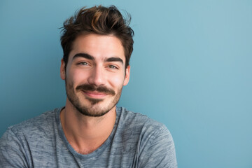 Fototapeta premium A close up portrait of a young man with a subtle smile