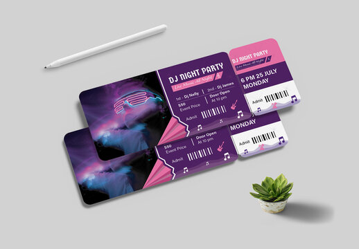 Dj Party Night Event Ticket Design Template