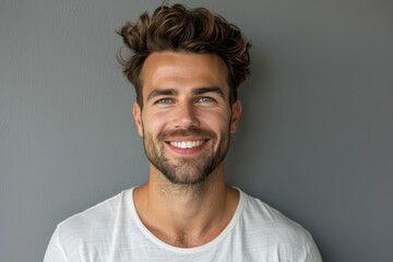 Fototapeta premium A close up portrait of a young man with a subtle smile