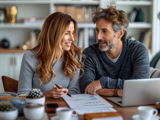 Financial Planning Consultation: Middle-aged Couple with Advisor in Modern Office Setting