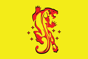 Panther Brave Hunter Logo Design Red Color