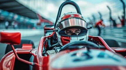 image of a racer in a racing car driving at high speed