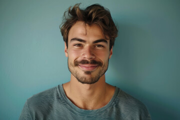 Fototapeta premium A close up portrait of a young man with a subtle smile