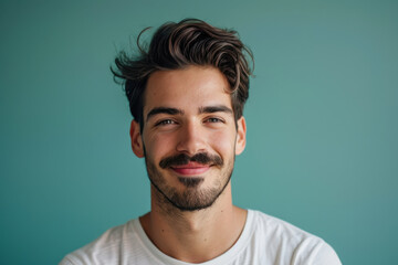 Obraz premium A close up portrait of a young man with a subtle smile