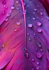 Fototapeta premium Close-up photograph of colorful feathers with water droplets. Nature and texture theme. Design for print, poster, and greeting card.