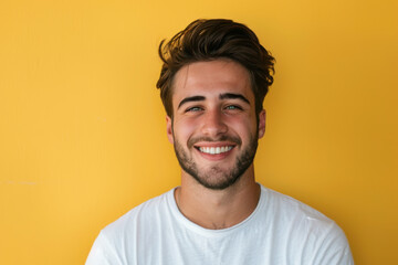 Obraz premium A close up portrait of a young man with a subtle smile