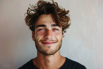 Fototapeta premium A close up portrait of a young man with a subtle smile