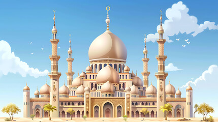Obraz premium Illustration the most beautiful mosque in the world with plain background