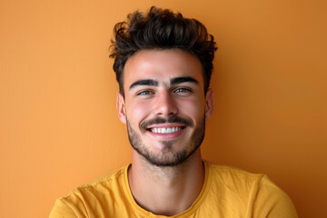 Obraz premium A close up portrait of a young man with a subtle smile
