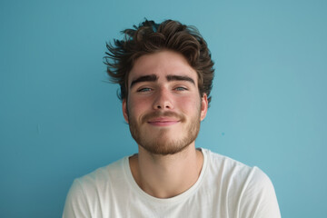 Fototapeta premium A close up portrait of a young man with a subtle smile
