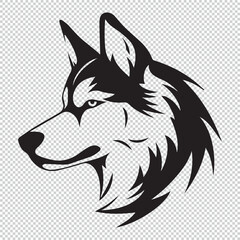 Simple dog head logo icon, black vector illustration on transparent background