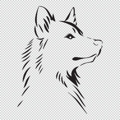 Simple dog head logo icon, black vector illustration on transparent background