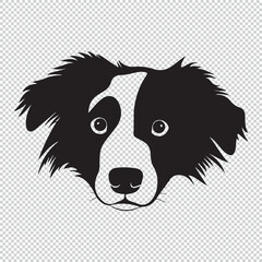 Simple dog head logo icon, black vector illustration on transparent background