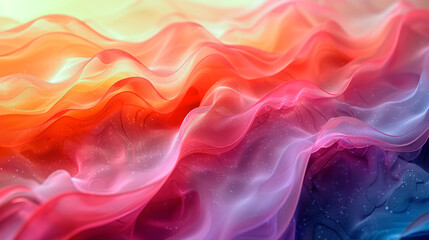 Obraz premium A vibrant and abstract background featuring a mix of colorful, flowing fabrics in shades of blue, pink, and orange. 