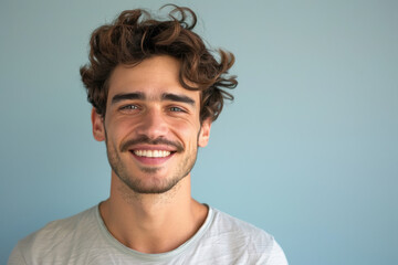 Obraz premium A close up portrait of a young man with a subtle smile