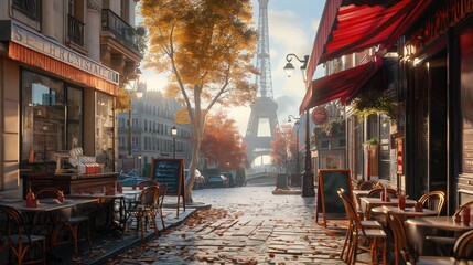 Beautiful Paris night cafe street scene AI generative illustration