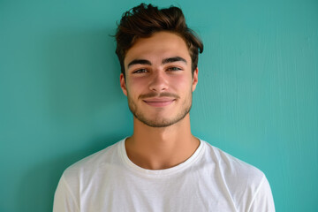 Obraz premium A close up portrait of a young man with a subtle smile