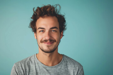 Obraz premium A close up portrait of a young man with a subtle smile